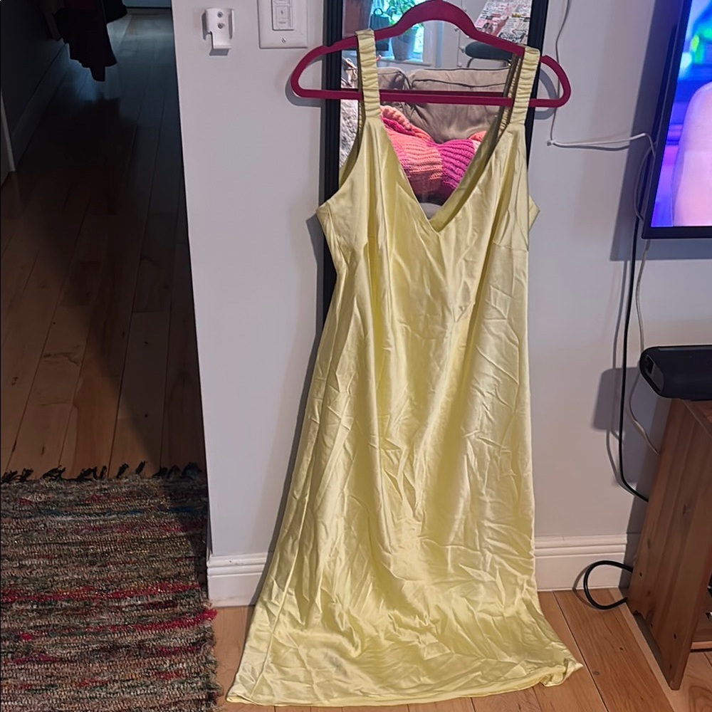 Elegant Yellow Satin Nightgown